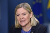 Magdalena Andersson tuli valituksi pienimmällä mahdollisella marginaalilla. LEHTIKUVA/AFP