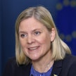 Magdalena Andersson tuli valituksi pienimmällä mahdollisella marginaalilla. LEHTIKUVA/AFP