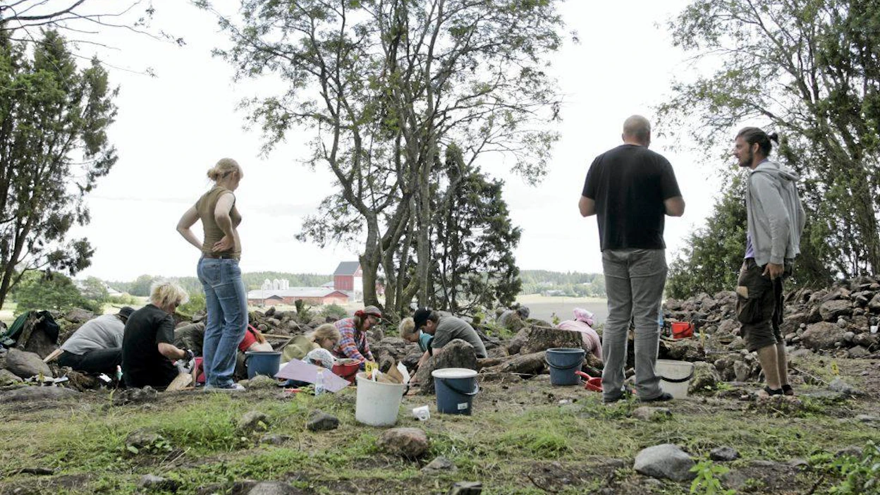 Vainionmäen yleisökaivaus. Arkeologia, museovirasto, viikinkiaika, merovinkiaika, polttokalmisto, muinaismuisto