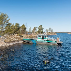 Metsähallituksen pesäsukelluksella Pihlajavedellä 16.5. sukeltajana olivat Miina Auttila sekä Heidi Arponen ja avustaja Teemu Uotila.