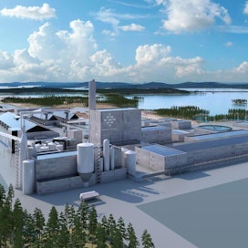 Vataset Teollisuus on vuokrannut Kemijärven kaupungilta Patokankaan maa-alueen, jonne Boreal Biorefin tehdasta suunnitellaan. Havainnekuva on Patokankaalta.