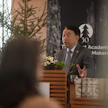 Zhimin Wu piti avauspuheenvuoron Päättäjien Metsäakatemian 30-vuotisjuhlaseminaarissa.