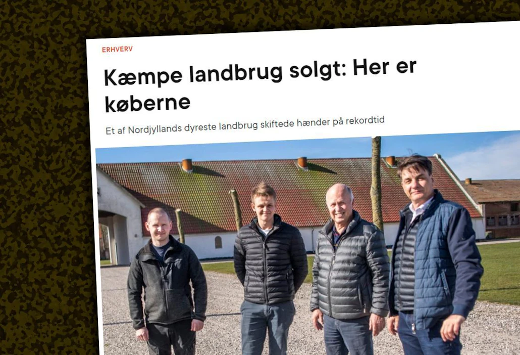 Nordjyske-lehti esittelee tilan uudet omistajat: Peter Andersen (vas.), William Kartz Johansen, Anders Bundgaard ja Frank Kartz Johansen