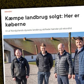 Nordjyske-lehti esittelee tilan uudet omistajat: Peter Andersen (vas.), William Kartz Johansen, Anders Bundgaard ja Frank Kartz Johansen