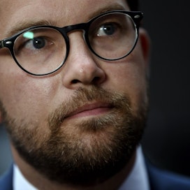Ruotsidemokraattien puheenjohtaja Jimmie Åkesson. LEHTIKUVA / ANTTI AIMO-KOIVISTO