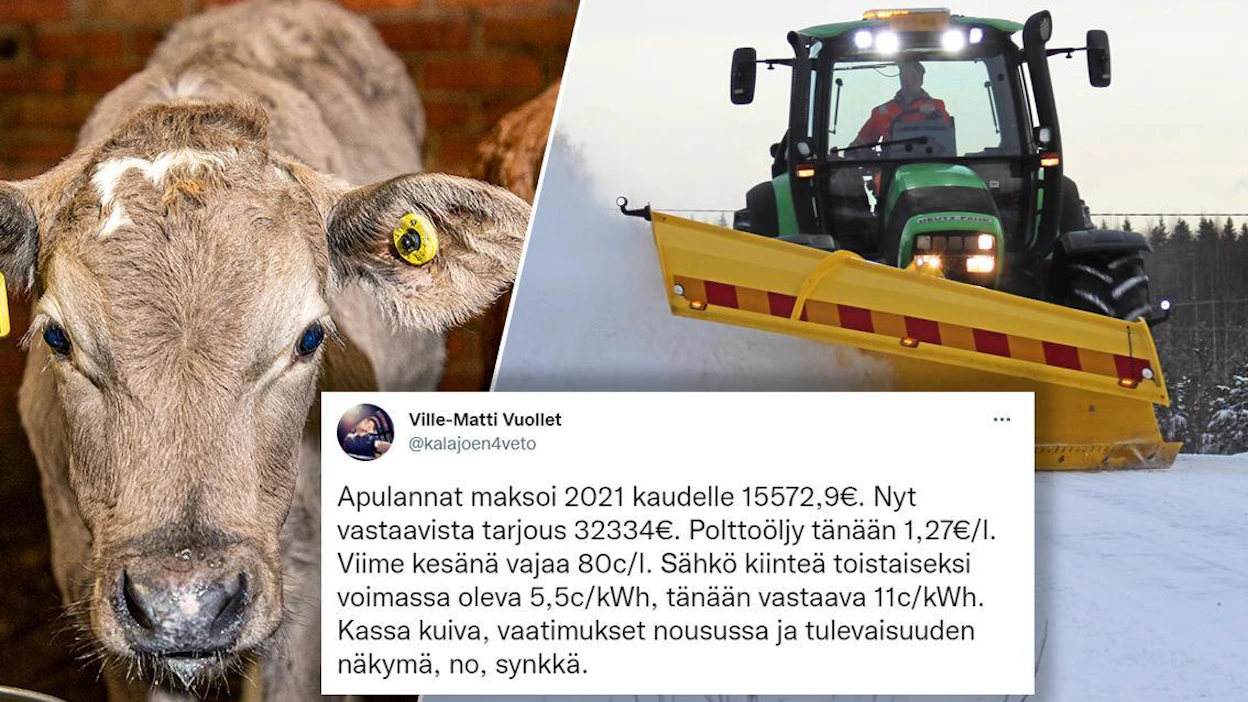 Ville-Matti Vuollet halusi avata maatalouden kustannusten nousua konkreettisin luvuin. Kuvituskuva.
