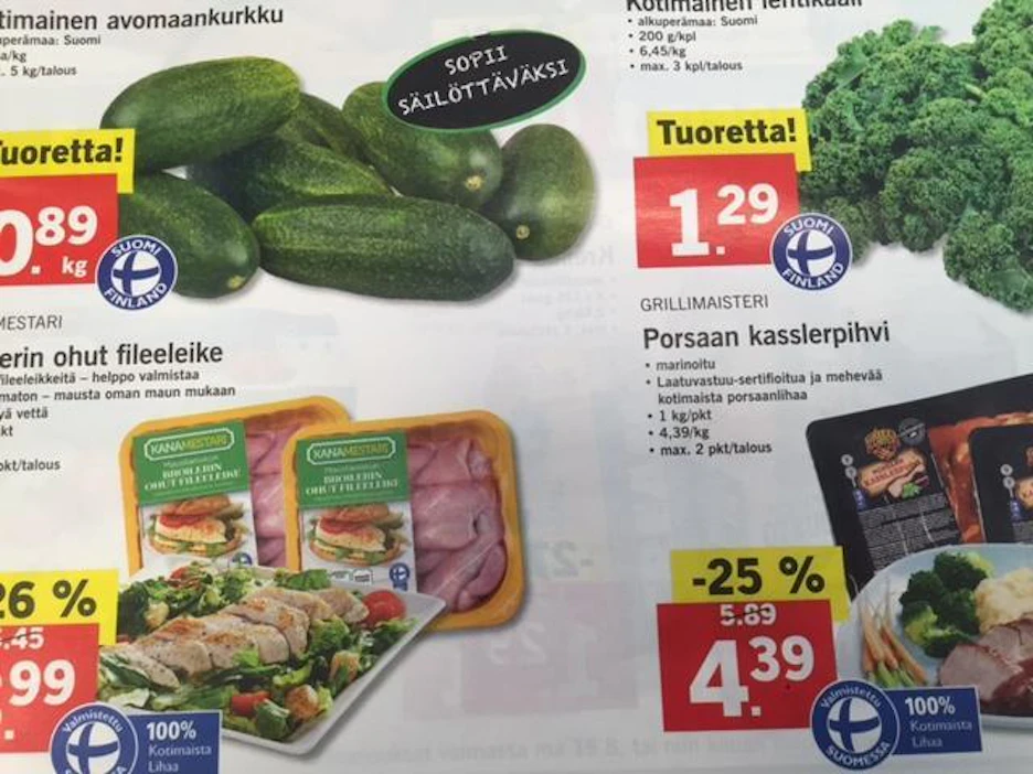 Lidl aikoo jatkossakin korostaa tuotteiden kotimaisuutta niin myymälöissä kuin suoramarkkinoinnissakin. Sama näyttää yleistyneen myös kilpailevien kauppaketjujen markkinoinnissa.
