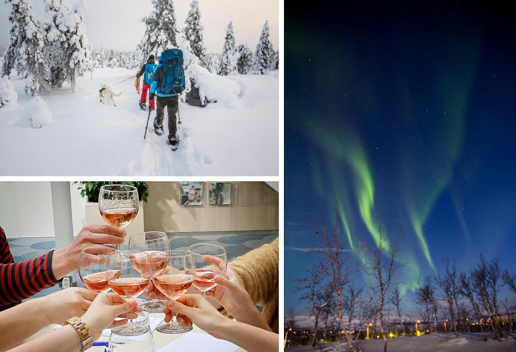 Matkaoppaiden Suomessa lunta ja revontulia piisaa ja suomalaisten alkoholinkulutuksesta muistetaan varoittaa.