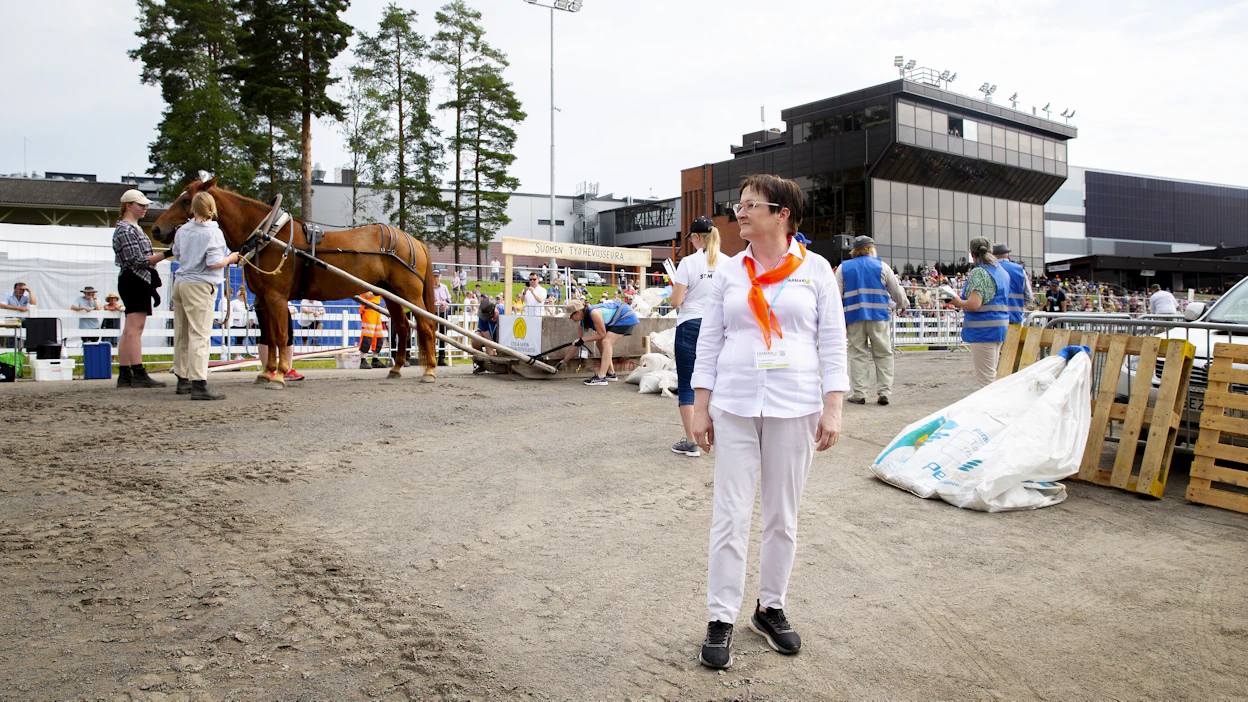 Näyttelypäällikkö Kirsi Mutka-Paintolan mielestä erityisesti hevosvetokisat ovat olleet mielenkiintoisia katsottavia.