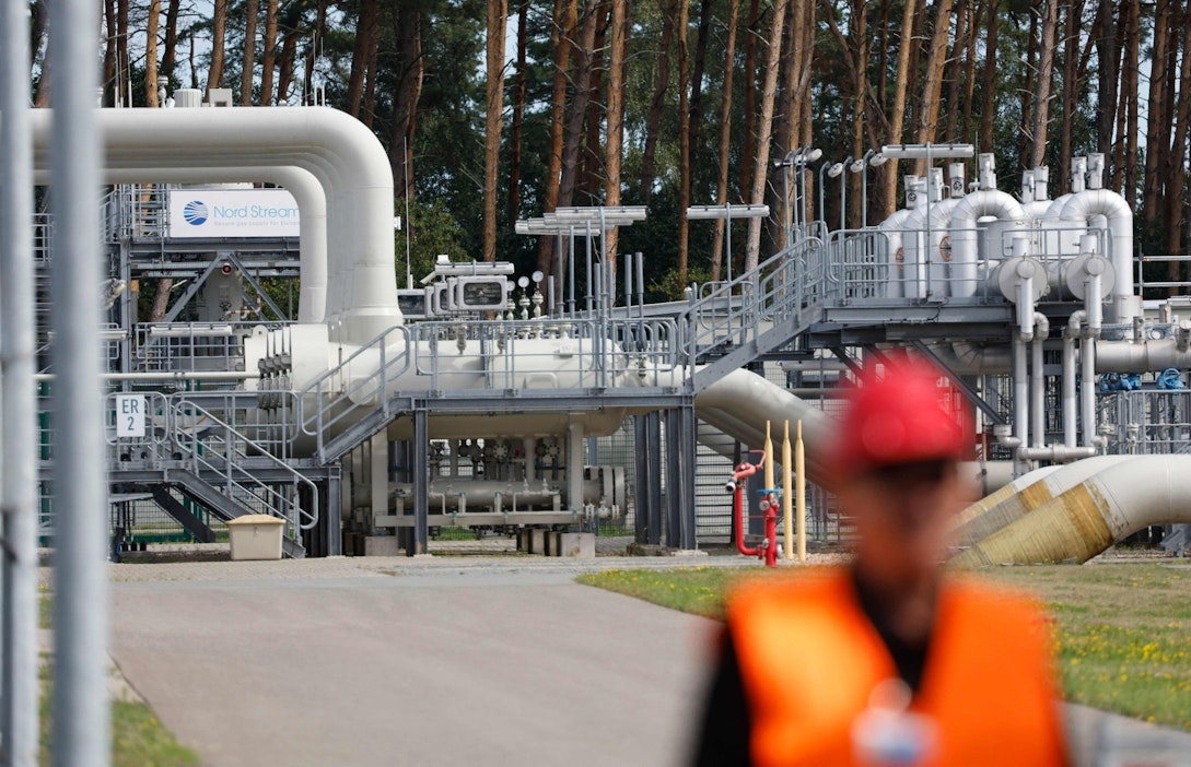 Kaasunjakelukeskus Lubminissa Saksassa lähellä Puolan rajaa 30. elokuuta 2022. AFP/Lehtikuva.