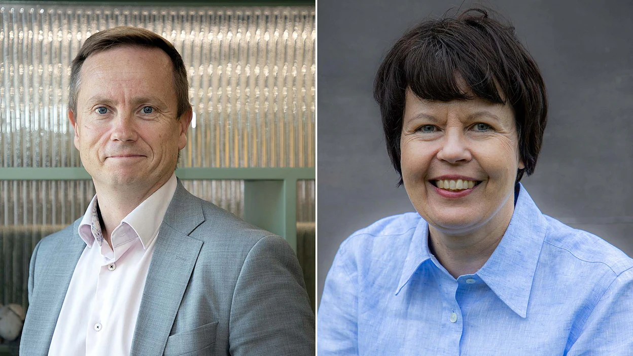 Elintarvikemarkkinavaltuutettu Jarno Sukanen ja tutkimusjohtaja Sari Forsman-Hugg.