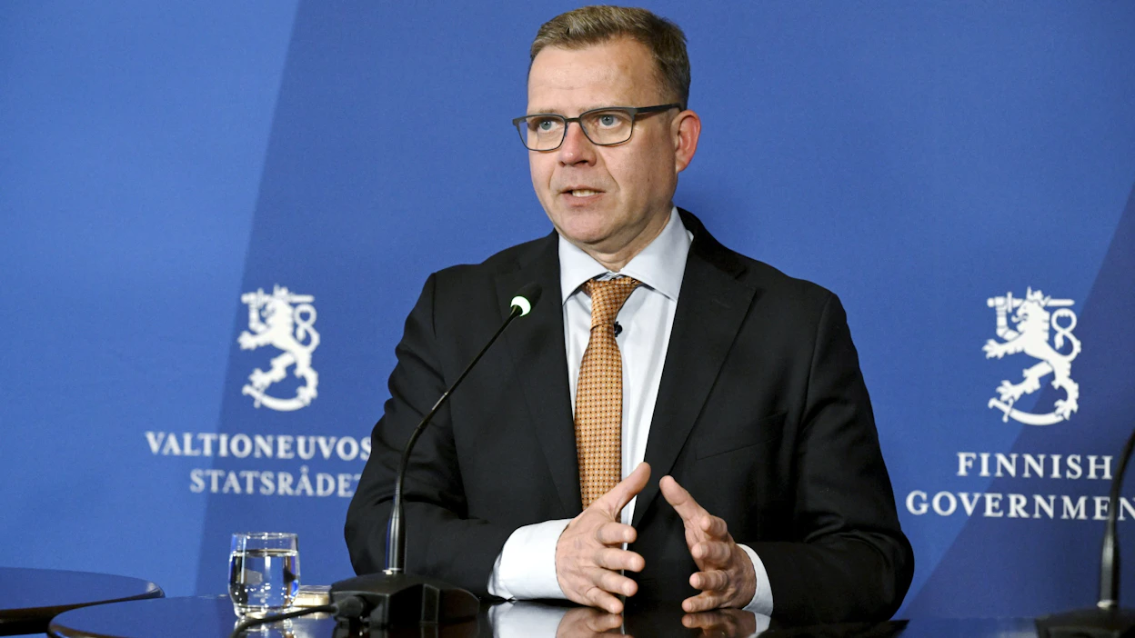 Hallituksen muodostaja, kokoomuksen puheenjohtaja Petteri Orpo piti tiedotustilaisuuden Säätytalolla. LEHTIKUVA / MARKKU ULANDER.