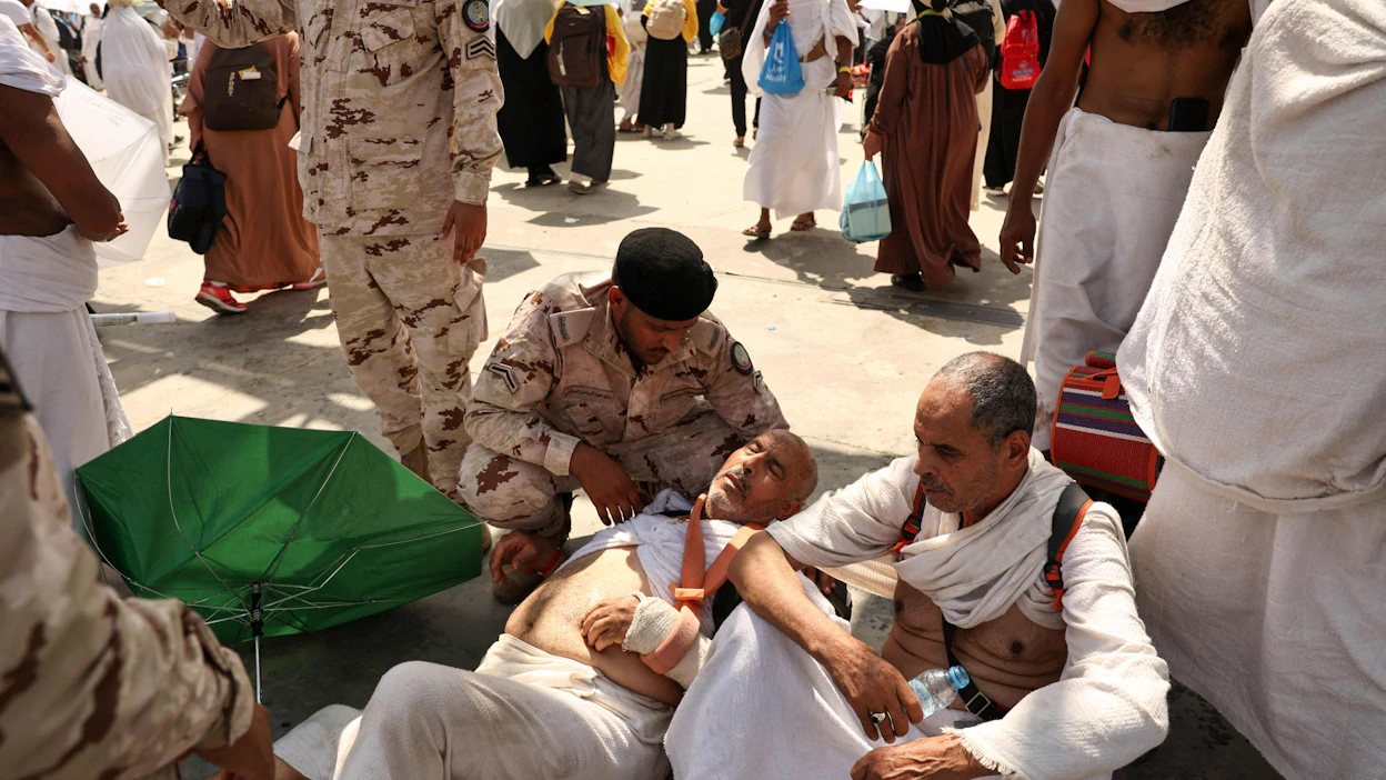 Tänä vuonna hajj-pyhiinvaelluksen ajankohta osui Saudi-Arabian polttavan kuumaan kesään. LEHTIKUVA/AFP.