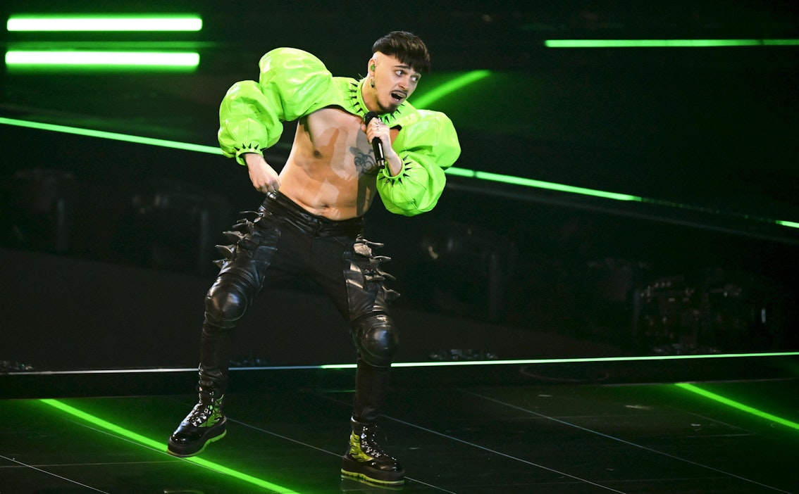 Käärijän Cha cha cha kuullaan finaalin 13:ntena esityksenä. LEHTIKUVA / Vesa Moilanen.