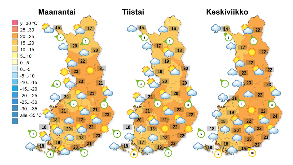 Vettä tulee tällä viikolla runsaasti.