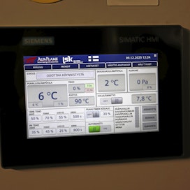 AlfaFlame lämpökontin ohjauspaneeli.