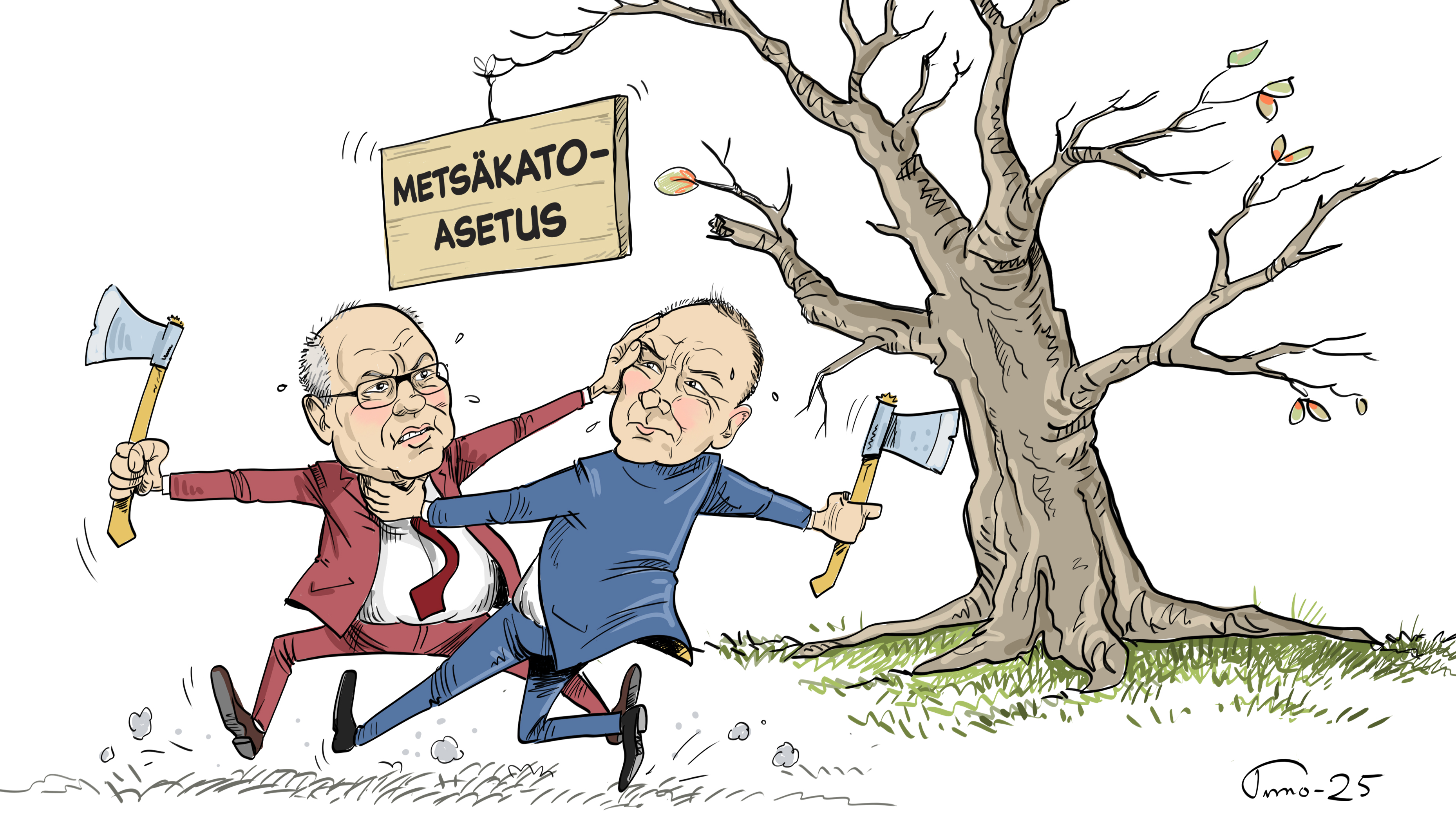 Ensi viikolla nähdään ovatko suomalaismepit Eero Heinäluoma (sd.) ja Pekka Toveri (kok.) yhtä mieltä metsäkatoasetuksen lykkäämisestä.