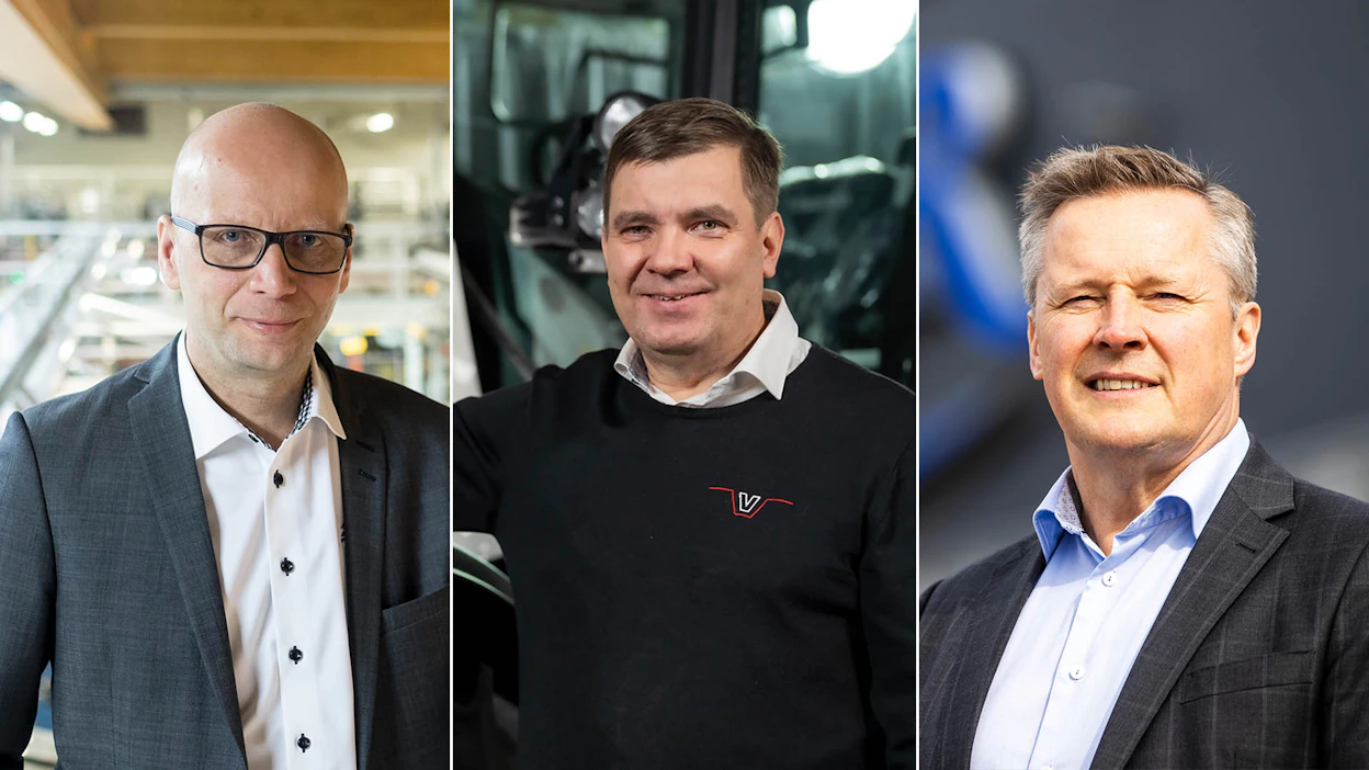 Maatalouskaupan vuoden 2022 verotustietojen kärkikolmikosta löytyvät Agco Powerin toimitusjohtaja Juha Tervala, Valtran toimitusjohtaja Jari Rautjärvi sekä Avena Bernerin toimitusjohtaja Antti Korpiniemi.