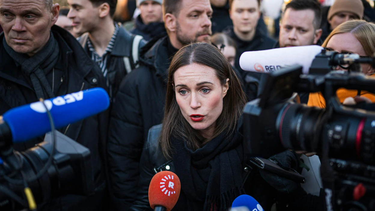 Ulkomaista mediaa kiinnostaa Suomen vaaleissa erityisesti se, pääseekö pääministeri Sanna Marin (sd.) jatkokaudelle vai ei. LEHTIKUVA/AFP.