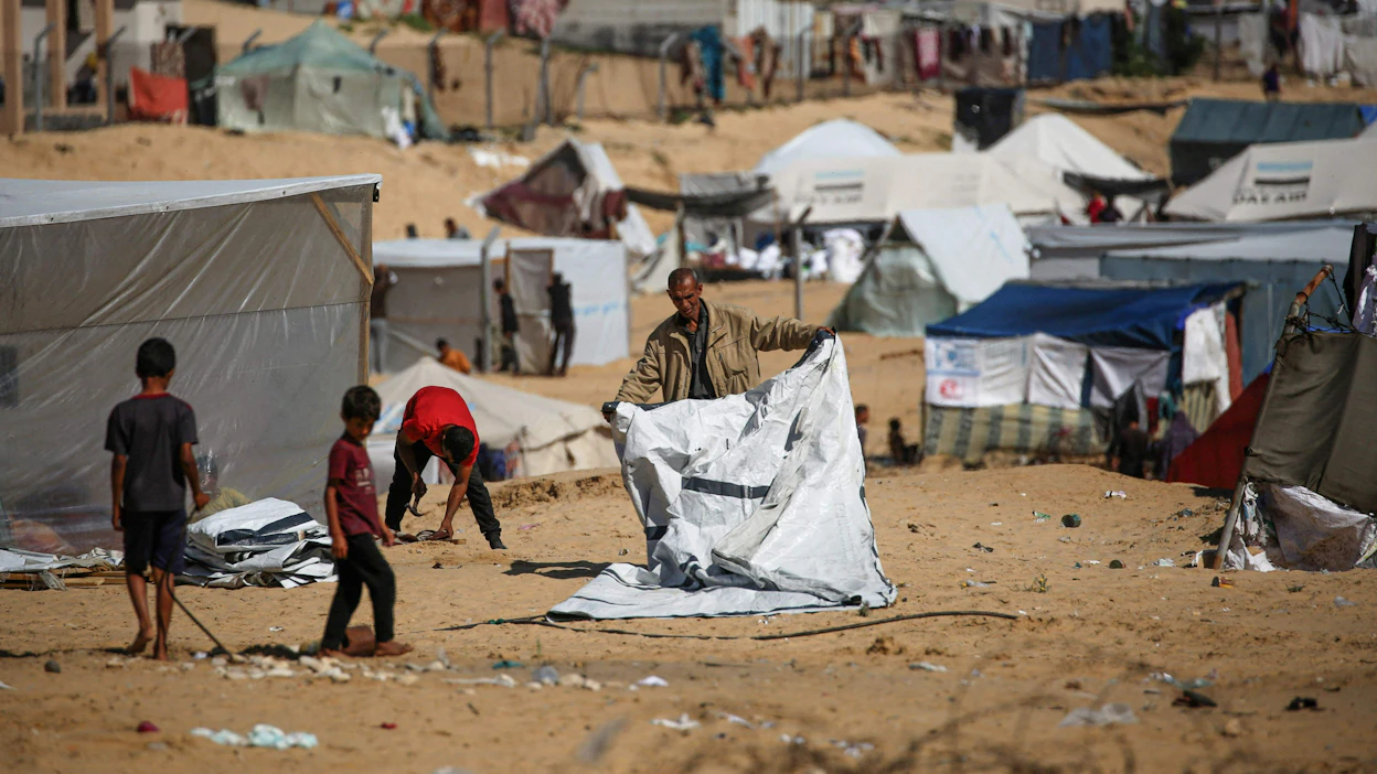 Rafahissa on reilusti toista miljoonaa ihmistä, jotka ovat paenneet Israelin sotatoimia muualta kaistalta. LEHTIKUVA/AFP.