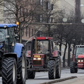 Traktorit valtasivat Helsingin vuoden 2016 keväällä.