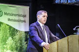 MTK:n puheenjohtaja Tero Hemmilä puhui valtuuskunnan kokouksessa torstaina Hanasaaressa.