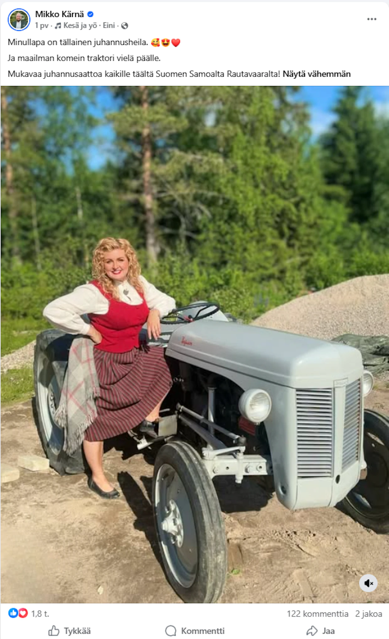 Rautavaaran kunnanjohtajan juhannuspäivitys keräsi ihailua kommenteissa.