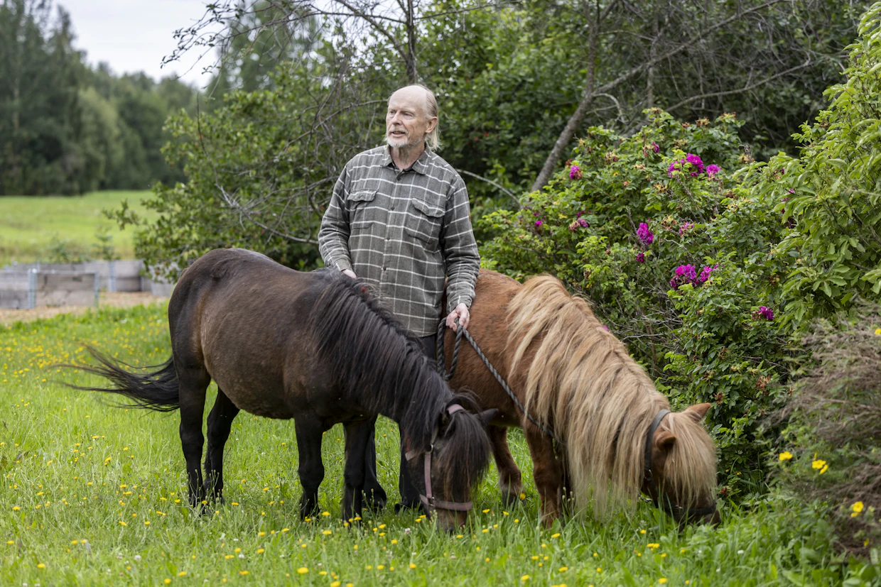 Jukka Tilsa viljelee Eräjärvellä heinää, jotta vaimon ponit Mingus ja Freddie saavat ravintoa.