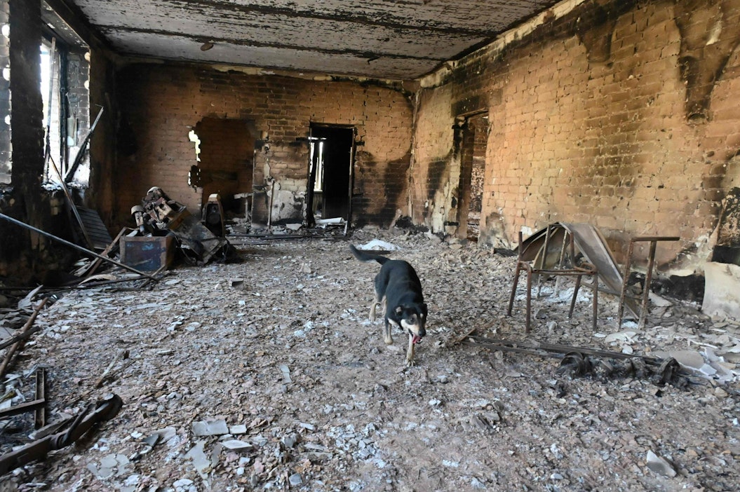 Tuhottu koulu kylässä Harkovan lähellä. Lehtikuva/AFP.