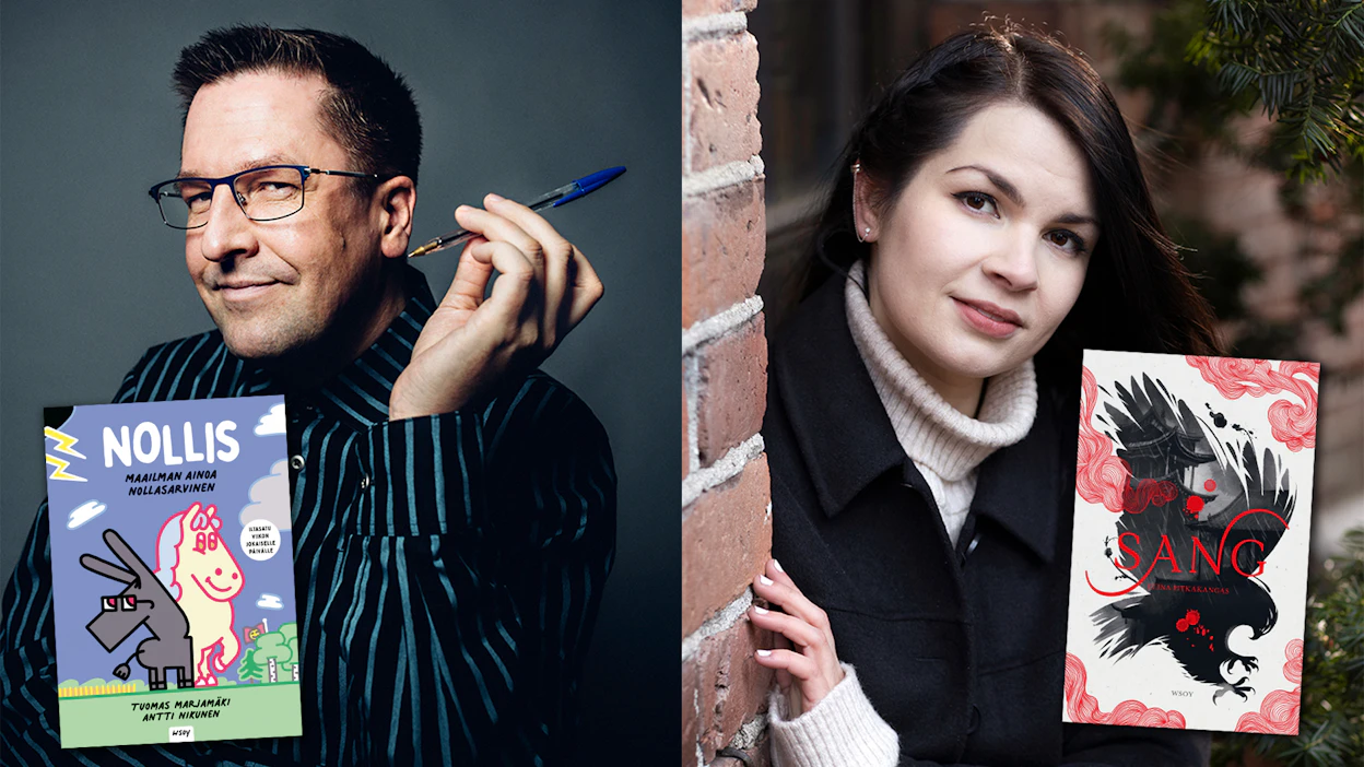 Tuomas Marjamäki on helsinkiläinen ja Elina Pitkäkangas nokialainen kirjailija.