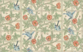 William Morrisin teos Trellis vuodelta 1864. Morris on monille tuttu puutarha-aiheisista tapettikuvioista.