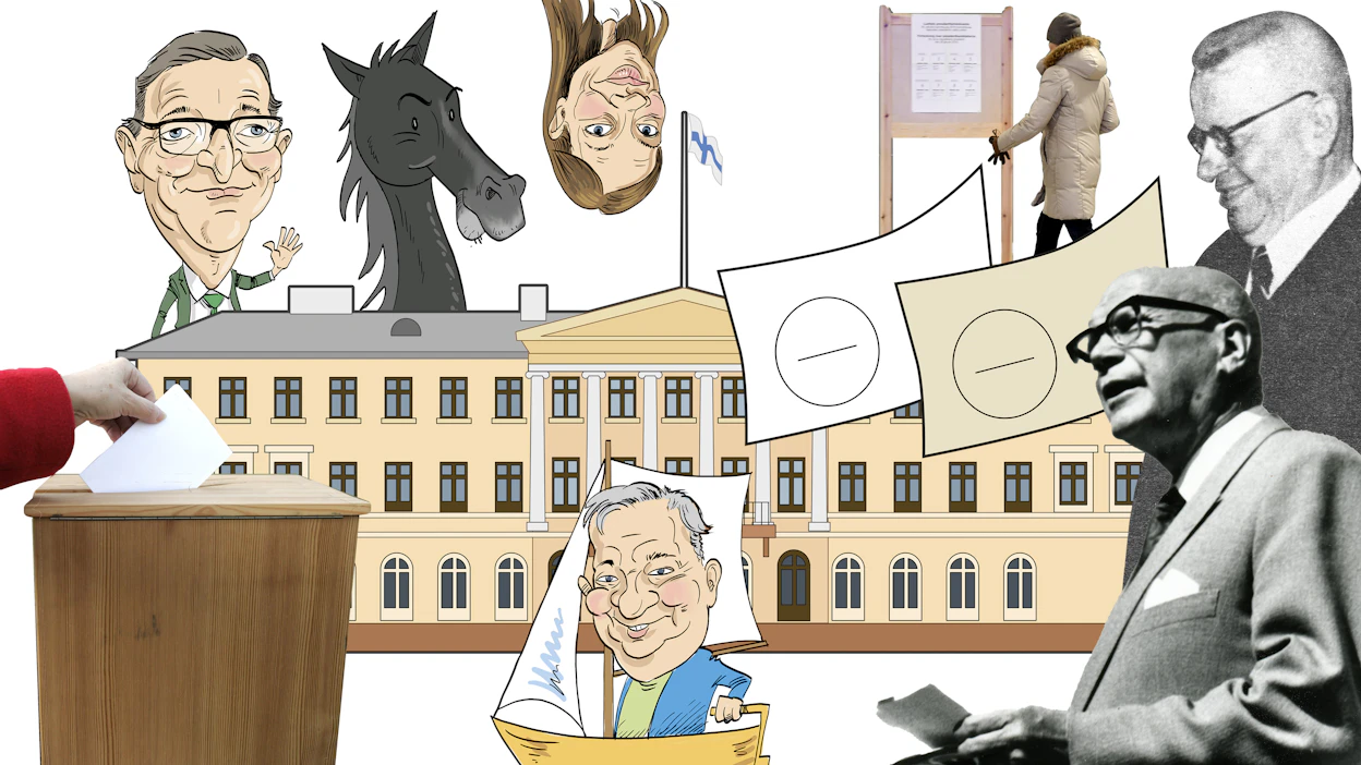 Mustia hevosia, ikäloppuja ehdokkaita ja kaksi eriväristä äänestyslipuketta. MT:n pressavisassa kysytään näitä kaikkia!