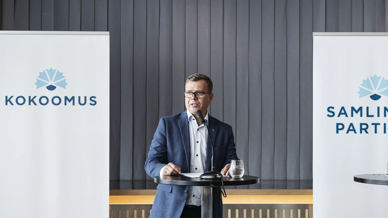 Kokoomuksen puheenjohtaja Petteri Orpo puolue- ja ryhmäjohdon kesäkokouksessa Maarianhaminassa.