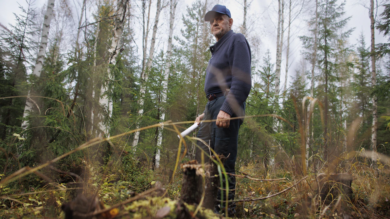 Seppo Sippolaa suututtaa näky metsäpalstallaan. Metsänomistajan mukaan täysin väärät puut hakattiin ja myös metsätie pilattiin.