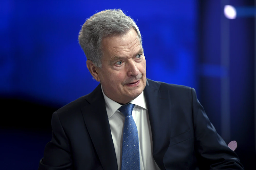 Presidentti Sauli Niinistö haastattelussa Ylen Ykkösaamu -ohjelmassa lauantaina. LEHTIKUVA / ANTTI AIMO-KOIVISTO.