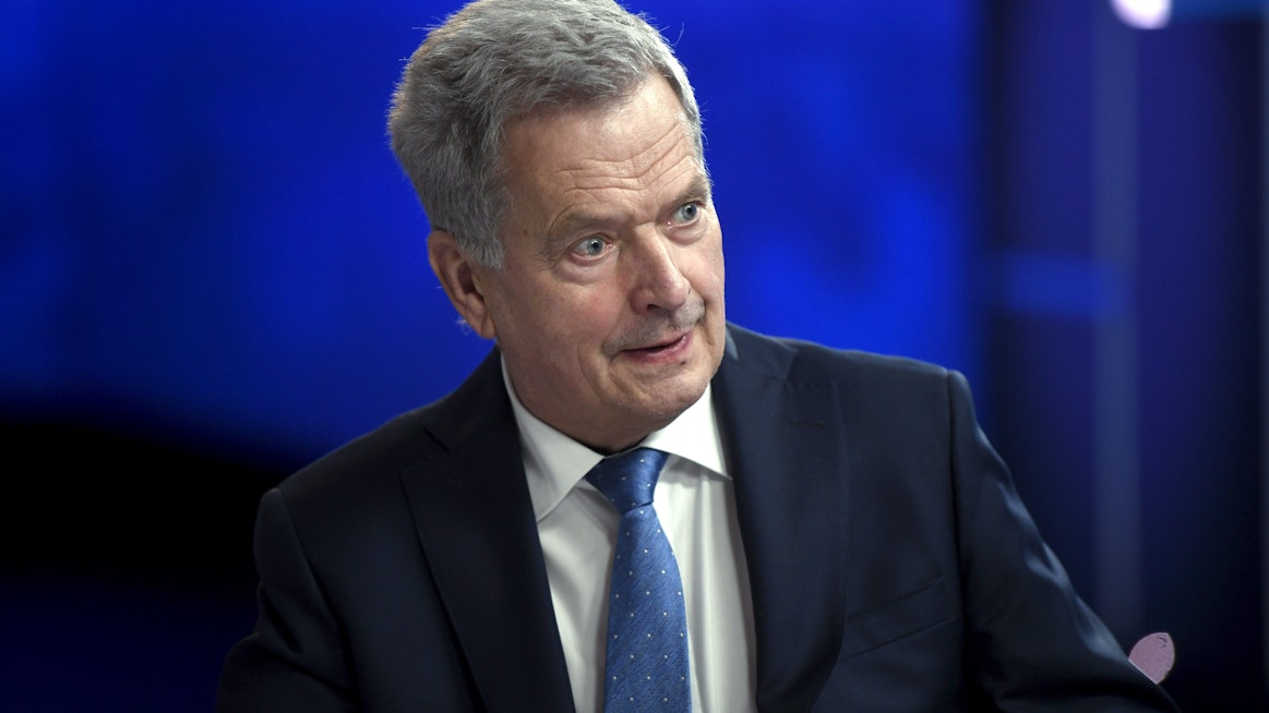 Presidentti Sauli Niinistö haastattelussa Ylen Ykkösaamu -ohjelmassa lauantaina. LEHTIKUVA / ANTTI AIMO-KOIVISTO.