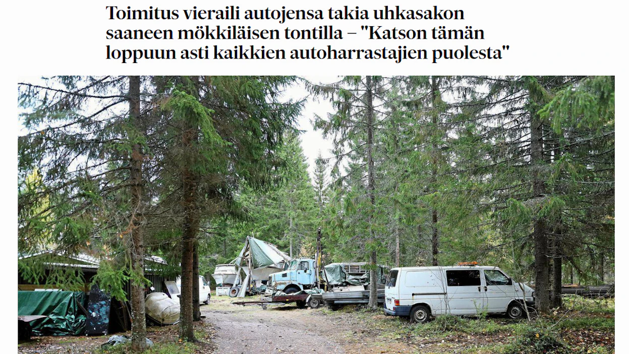Savon Sanomien sivuilta otetussa kuvakaappauksessa näkyy tontin kokoa. Kunnan mielestä siinä saa olla enintään kaksi autoa.