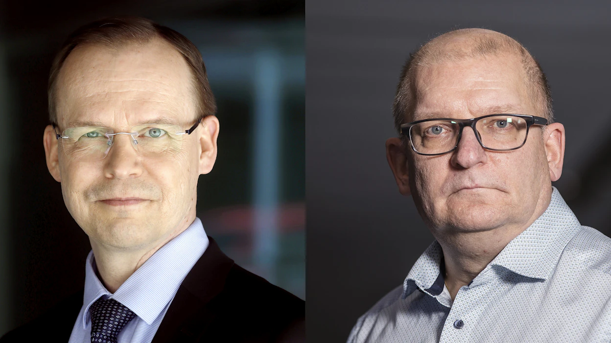 Teknologiateollisuuden työnantajien toimitusjohtaja Jarkko Ruohoniemi (vas.) ja Teollisuusliiton puheenjohtaja Riku Aalto ovat näillä näkymin seuraavallakin palkkakierroksella päänavaajien rooleissa. Sitä ennen Aalto hakee jatkopestin Teollisuusliiton puheenjohtajana Tampereen liittokokoukselta.