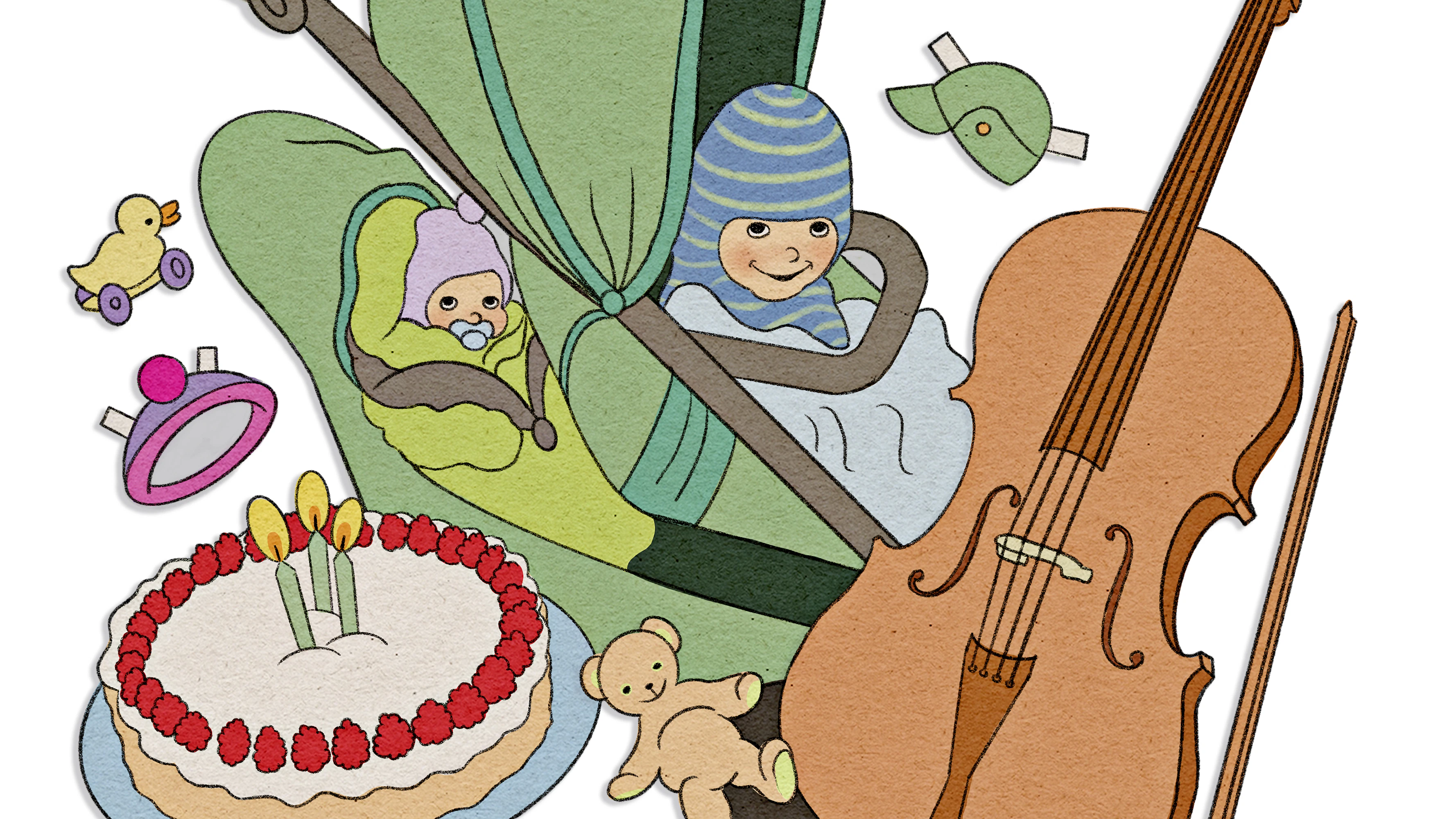 Kahden vuoden ikäerolla syntyneiden lasten perheessä tuplarattaat olivat tärkeä menopeli.