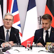 Ranska ja Britannia isännöivät tänään videokokousta, jossa suunniteltiin vapaan ja turvallisen merenkulun takaamista Hormuzinsalmessa. Kuvassa Britannian pääministeri Keir Starmer ja Ranskan presidentti Emmanuel Macron. AFP / LEHTIKUVA.