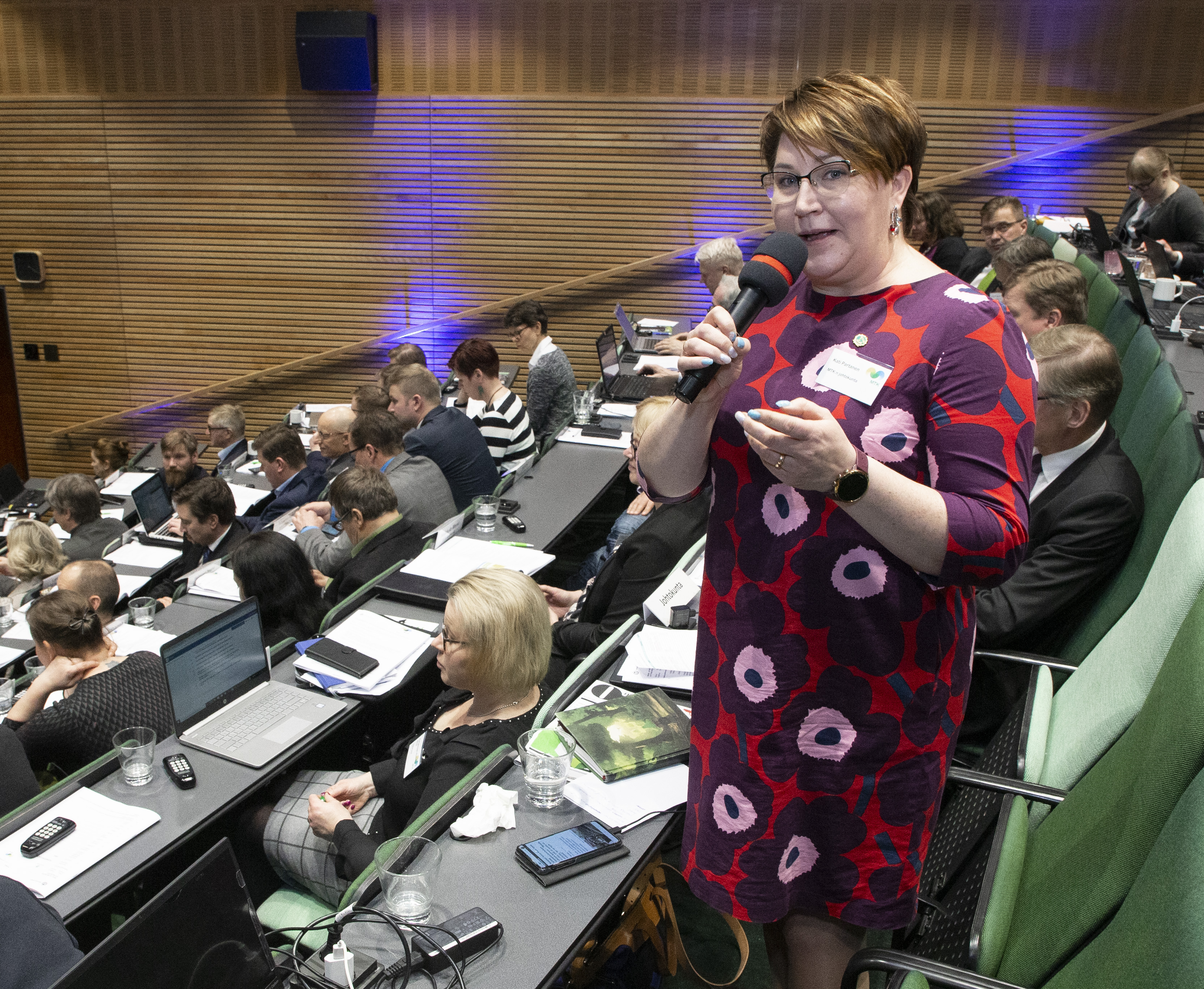 Kati Partanen puhui MTK:n valtuuskunnan syyskokouksessa 2019.