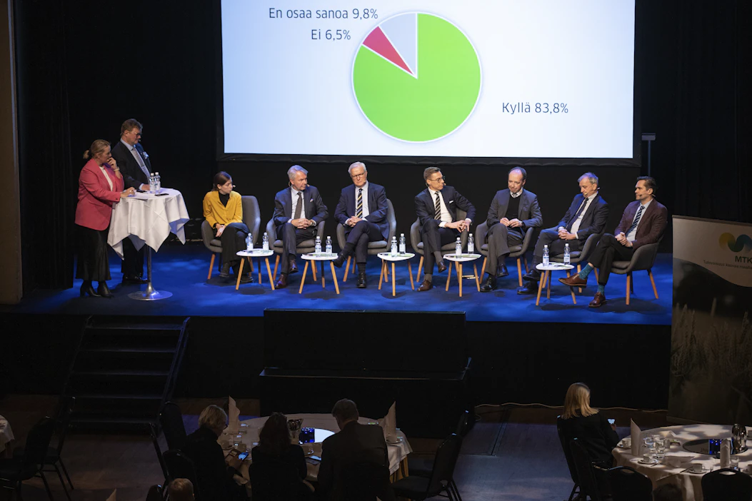 Presidenttiehdokkaat keskustelivat MT:n tentissä maanantaina Helsingin vanhalla ylippilastalolla.