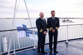 Viking  XPRS:n kapteenit Stefan Karell ja Stefan Dahlström osallistuivat perälipun vaihtosermoniaan.