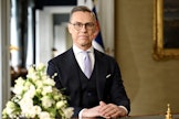 Suomen läheisimmät ystävät tulevat Pohjoismaista ja Euroopasta, sanoi presidentti Alexander Stubb uudenvuodenpuheessaan. LEHTIKUVA / Heikki Saukkomaa.