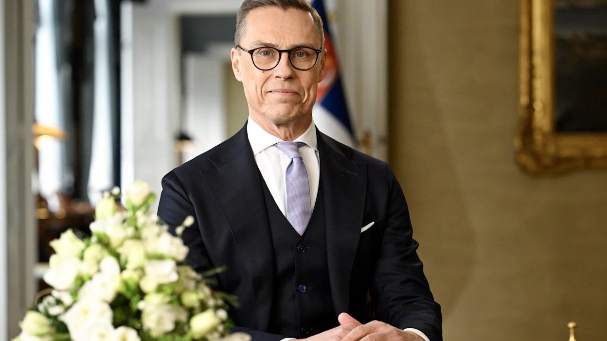 Suomen läheisimmät ystävät tulevat Pohjoismaista ja Euroopasta, sanoi presidentti Alexander Stubb uudenvuodenpuheessaan. LEHTIKUVA / Heikki Saukkomaa.