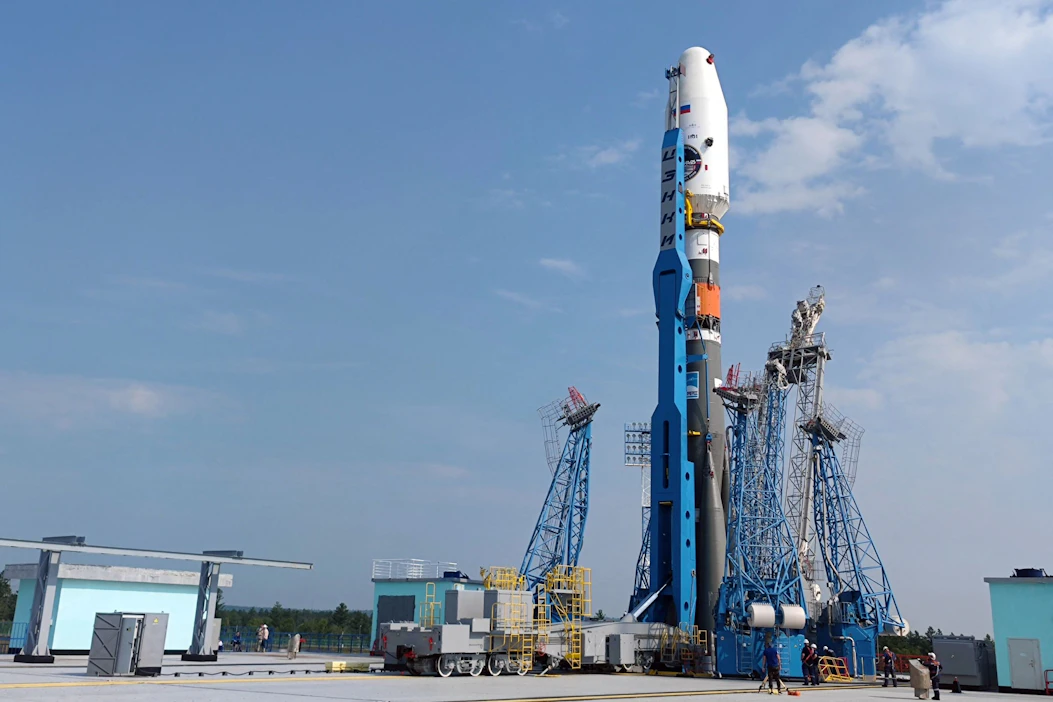 Venäjä on laukaissut matkaan Sojuz-raketin, joka kuljettaa miehittämätöntä Luna-25-kuulaskeutujaa. LEHTIKUVA/AFP/Russian Space Agency Roscosmos.