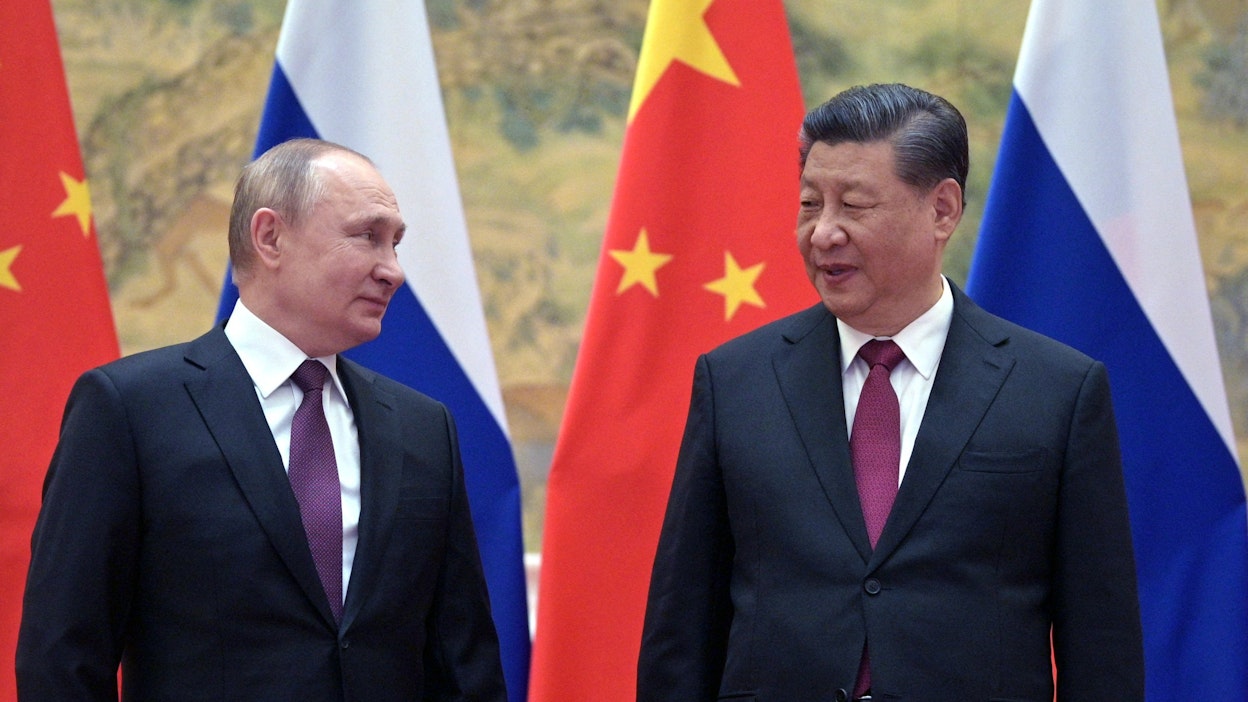 Venäjän ja Kiinan presidentit Vladimir Putin ja Xi Jinping helmikuun alussa 2022 Pekingissä. 