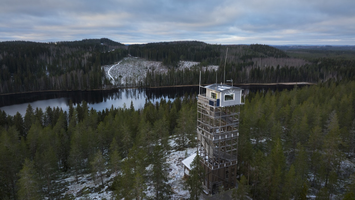 Häähninmäen näkötorni on noussut karunkauniiseen korpeen paikallisten ihmisten ponnistuksena.