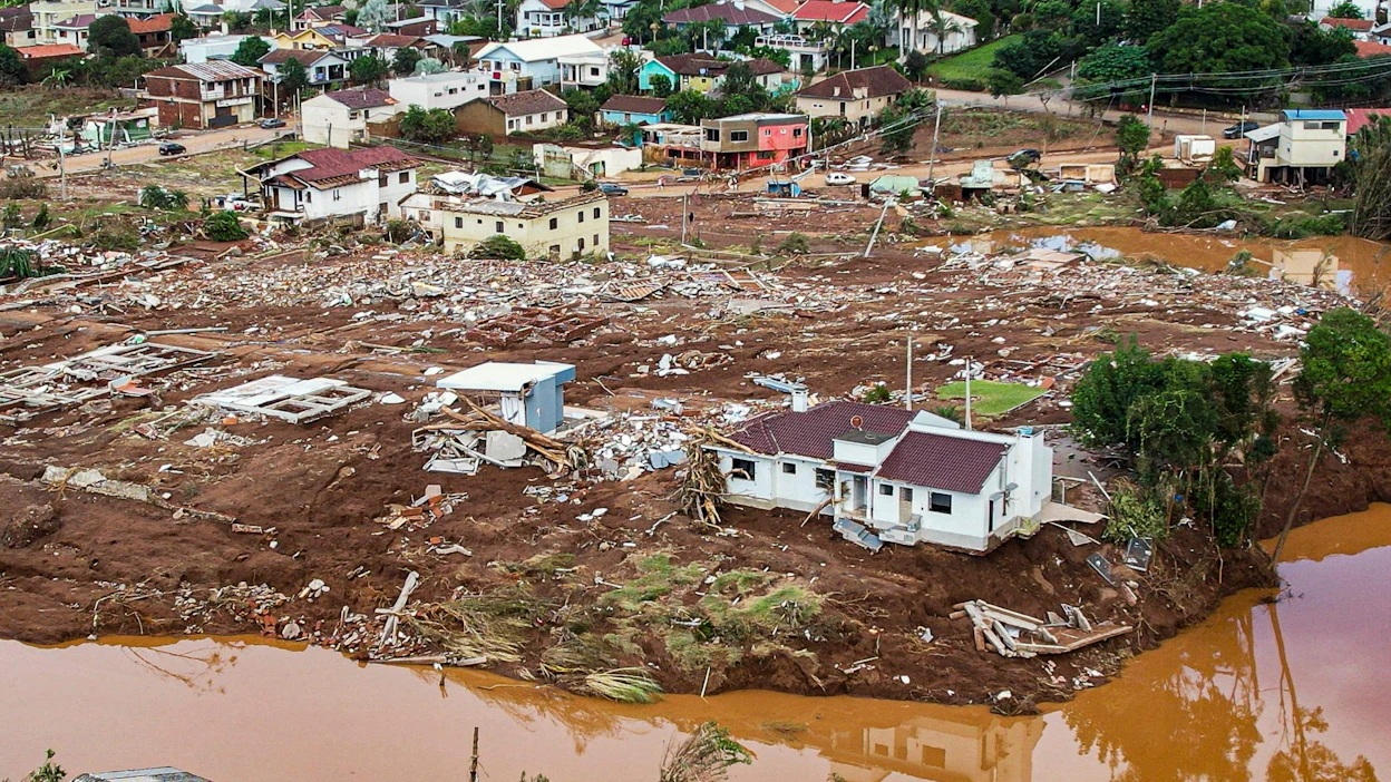 Tulvat ovat aiheuttaneet mittavaa tuhoa Rio Grande do Sulin osavaltiossa Brasiliassa. LEHTIKUVA/AFP.