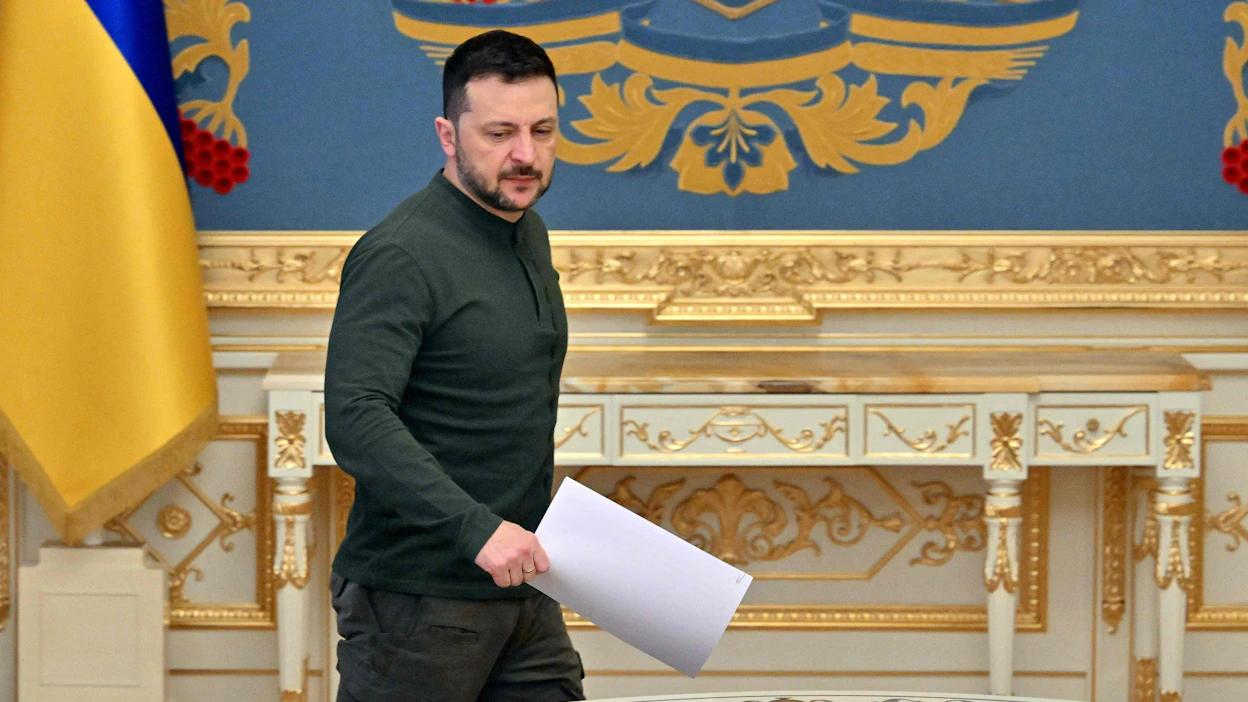 Ukrainan presidentti Volodymyr Zelenskyi torjui viime viikonloppuna alustavan sopimuksen, jossa Yhdysvallat olisi saanut oikeudet suureen osaan Ukrainan arvomineraaleista. LEHTIKUVA/AFP.